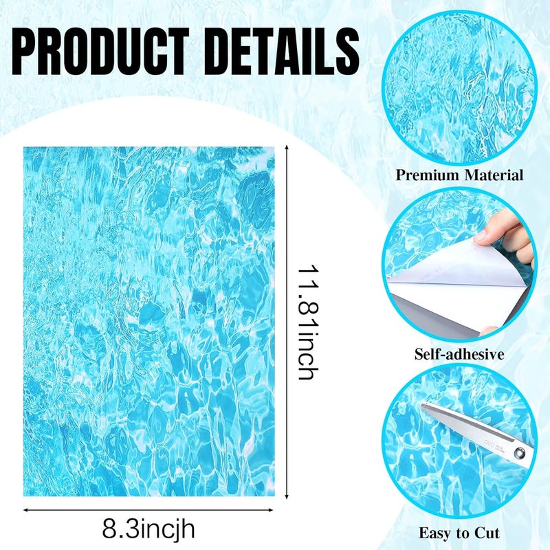 Fuyoooo 10 Pcs 11.81'' x 8.27'' Village Ocean Display Mat Diorama Water Wave Sticker Fake Scene Landscape Decor Artificial Water Ripple for DIY Miniature Base Scenery Model Accessories - Image 3